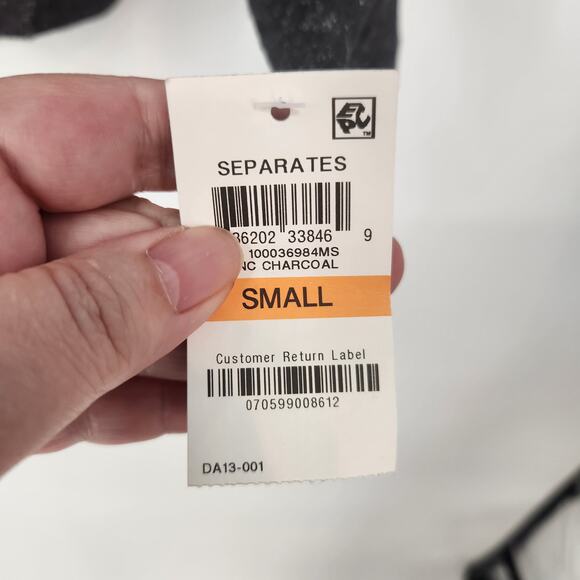 NWT I.N.C. Heathered Black Jersey Knit Beaded Long Sleeve Fleece Top Women's S - Picture 6 of 7